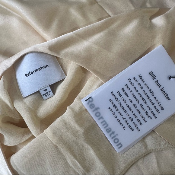 NEW Reformation Sapphira Satin Maxi Dress Blonde Yellow NWT - Picture 6 of 7